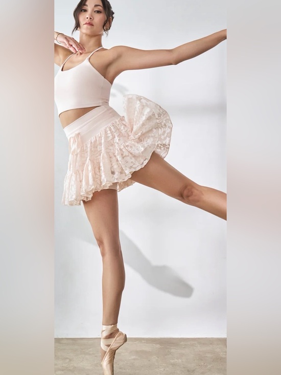 POPFLEX Dresses & Skirts - Popflex Active Lace Pirouette Skort Tutu Pink Tiered Circle Performance Skirt M